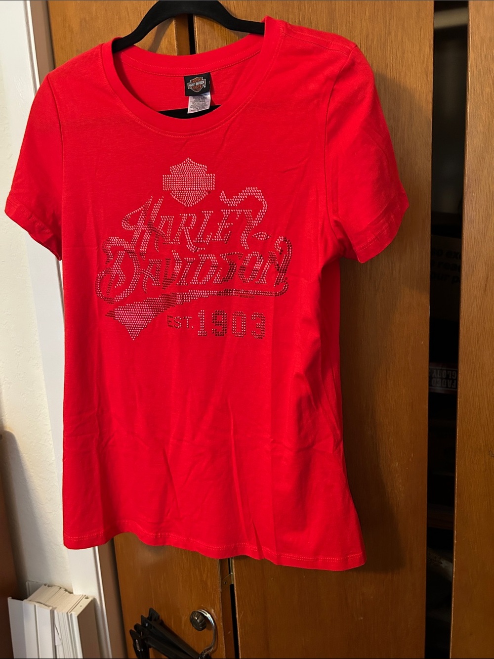 Harley-Davidson Red Girls Rhinestone Logo Tee